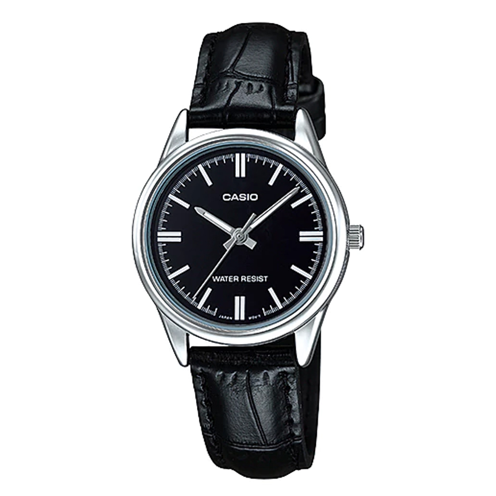 CASIO 經典復古輕巧指針腕錶-黑色X銀(LTP-V005L-1A)/30mm