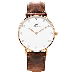 DW Daniel Wellington 玫瑰金水鑽女錶-白面