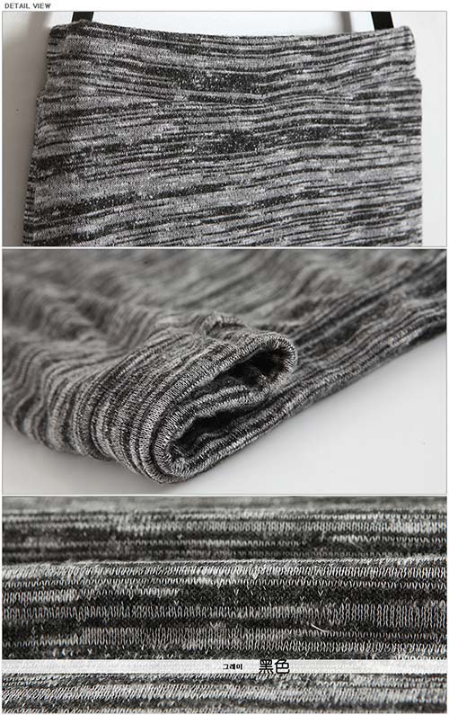 正韓 條紋混織設計合身針織短裙 (灰色)-N.C21