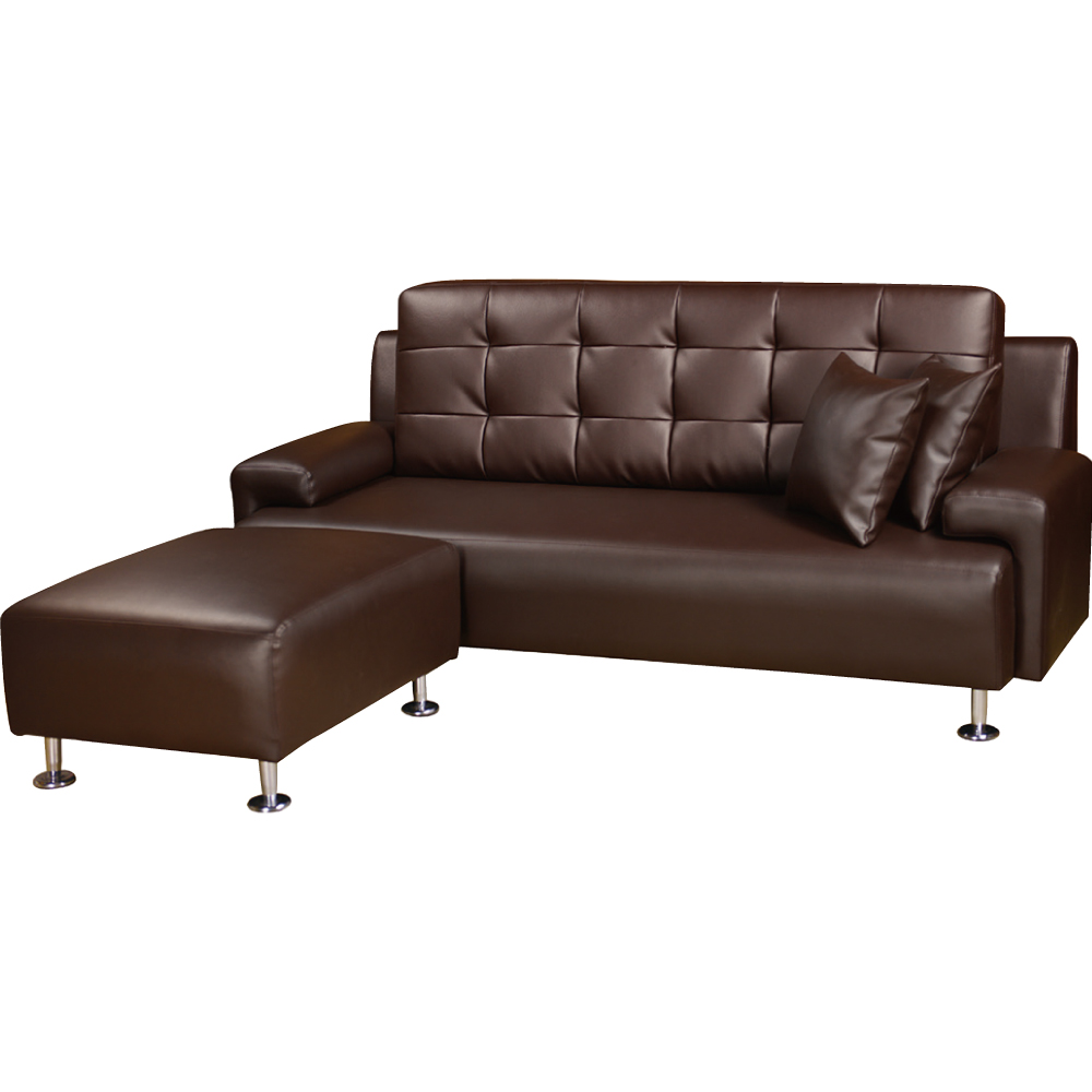 品家居 諾曼頓舒適 L型皮革沙發椅組(三人+凳)兩色可選