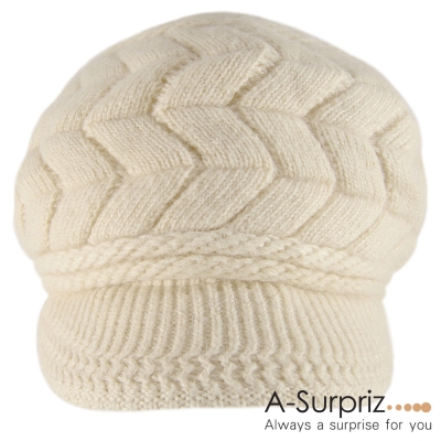 A-Surpriz  柔美佳人編織毛線貝雷帽(氣質米)