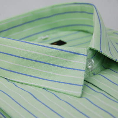 金安德森 淺綠底藍白條紋窄版長袖襯衫