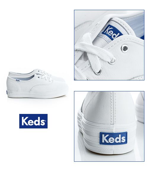 Keds 品牌經典厚底皮質綁帶休閒鞋-白