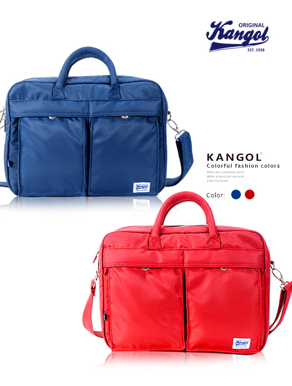 KANGOL 英式時尚輕時尚休閒大空間公事包防潑水尼龍 斜側包-紅