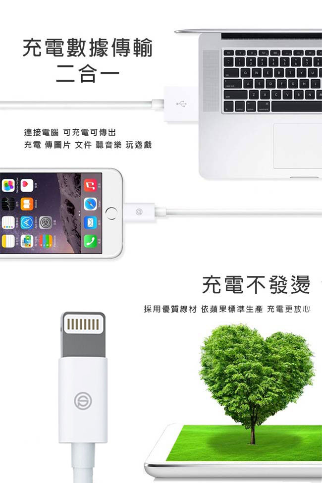 【雙好禮】Apple iPhone MFI認證線Lightning 2M高速充電傳輸線