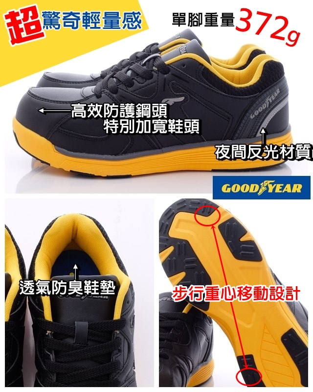 GOODYEAR-新一代寬楦鋼頭專業工作鞋-黑藍MXSI3906