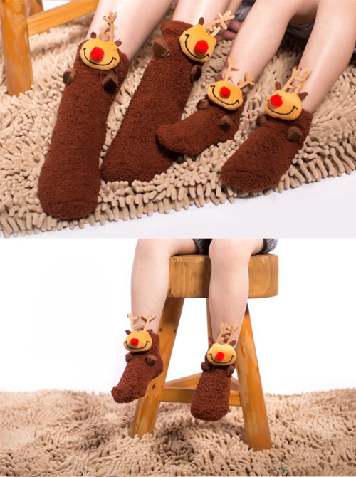 Wazi-立體聖誕童話珊瑚絨襪子聖誕襪 (1組二入)