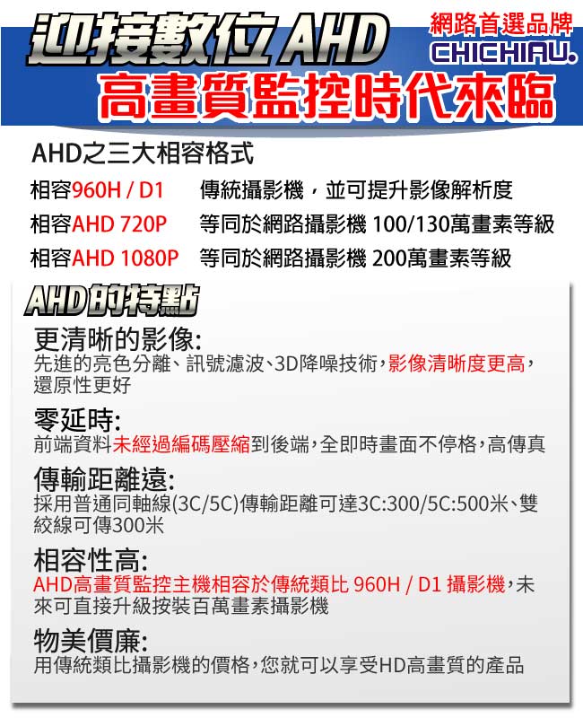 奇巧 8路AHD 720P混搭型相容數位類比鏡頭 智慧型遠端數位監控錄影機