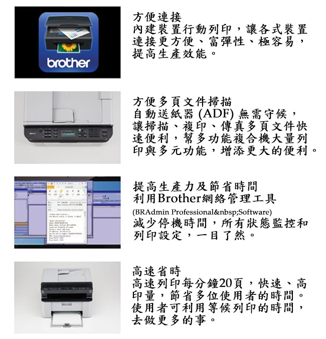 Brother MFC-1910W 無線多功能黑白雷射複合機