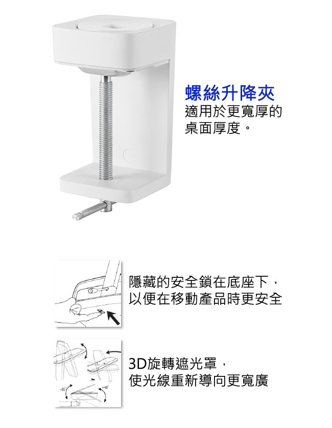 飛利浦PHILIPS軒璽座夾兩用LED檯燈 (66049)