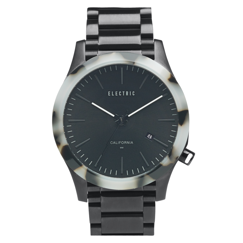 ELECTRIC FW03系列-優雅精品時尚腕錶-白玳瑁x鐵灰鋼帶/40mm