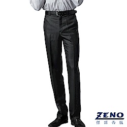 ZENO 厚暖刷毛條紋平面西裝褲‧黑色30-42