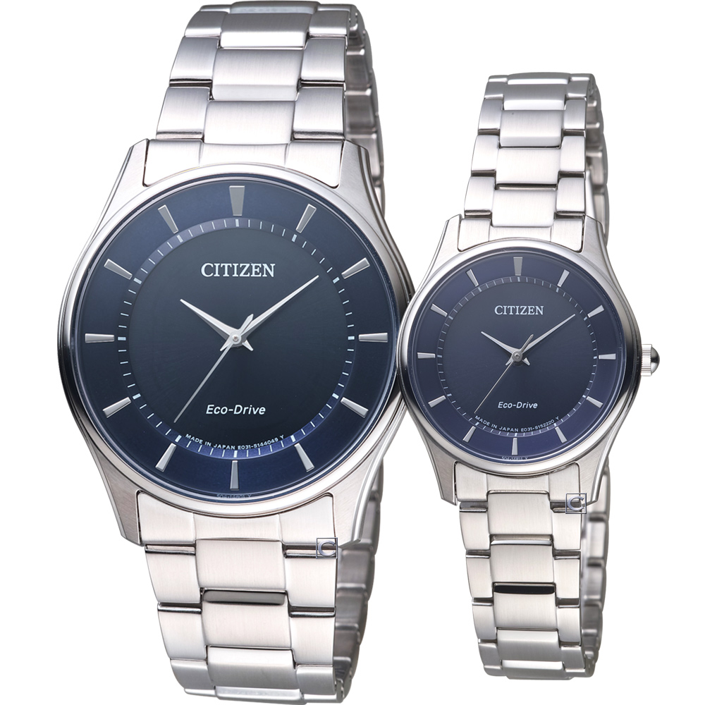 CITIZEN 無盡愛戀 光動能對錶(BJ6480-51L  EM0400-51L)藍