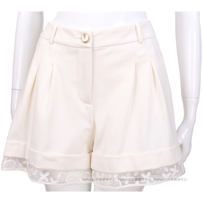 CLASS roberto cavalli 白色蕾絲拼接設計短褲