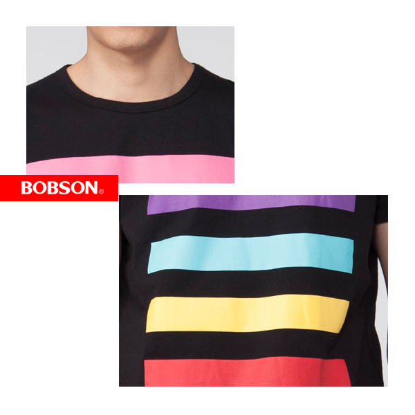BOBSON 男款印圖短袖上衣(黑24035-88)