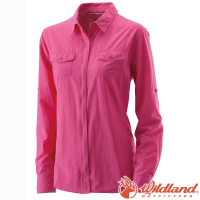 Wildland 荒野 W1201-09桃紅 女 拉鍊可調節抗UV襯衫