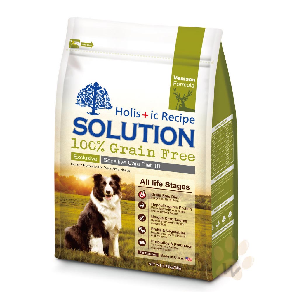 耐吉斯SOLUTION 無穀紐西蘭鹿肉犬糧3磅 2入