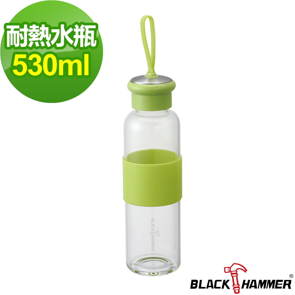 BLACK HAMMER  鉑金優遊耐熱玻璃水瓶 530ml-綠色