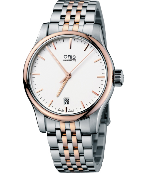 ORIS Classic 經典三針機械鋼帶腕錶-半金/36mm