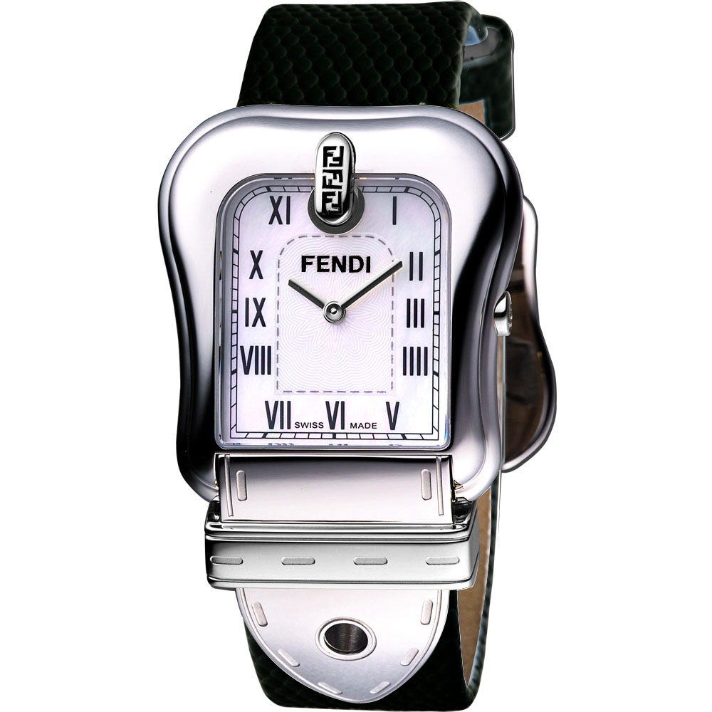 FENDI  B.Fendi 系列珍珠貝時尚腕錶-黑