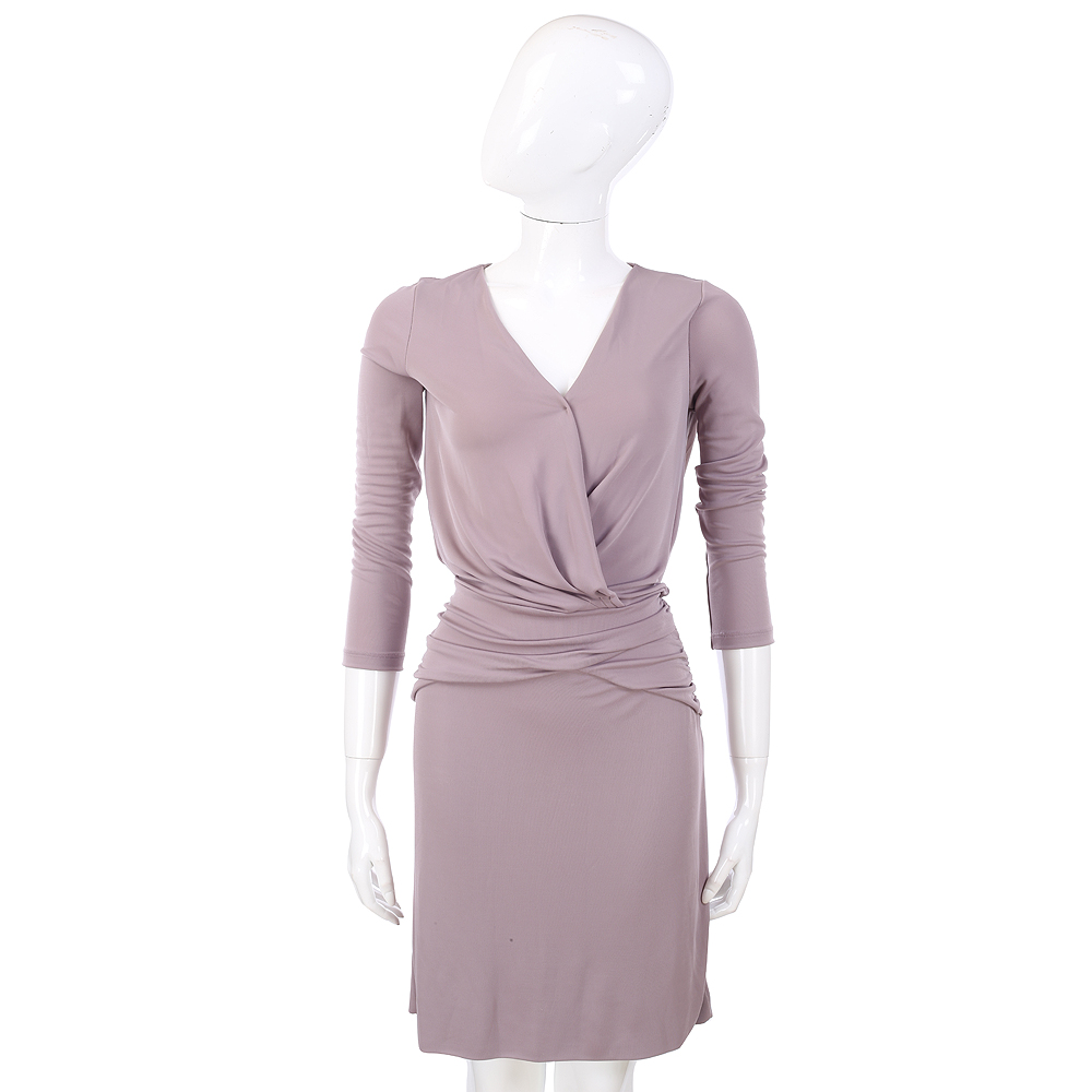 PHILOSOPHY-AF 粉紫色V領七分袖洋裝