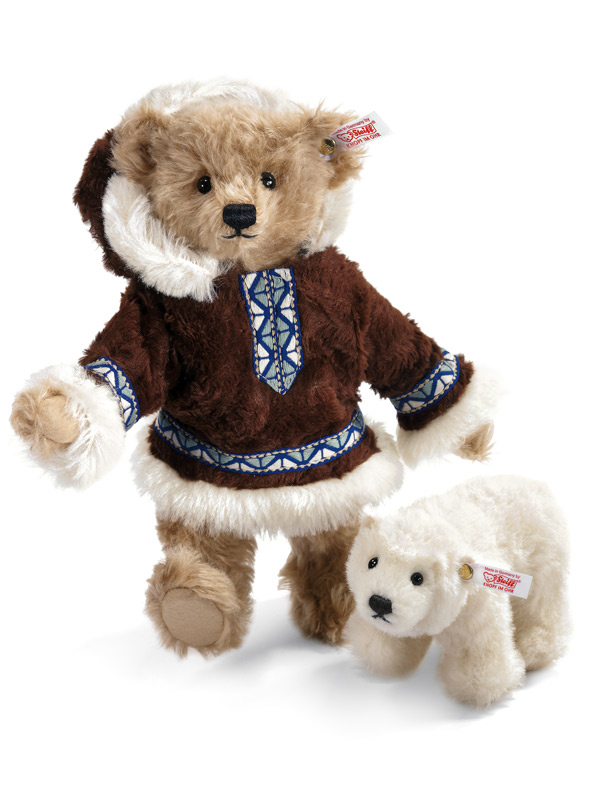 【STEIFF限量版泰迪熊】 愛斯基摩人與北極熊寶寶