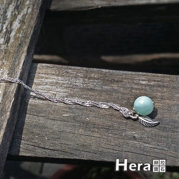 Hera925純銀手作天然天河石羽毛項鍊/鎖骨鍊