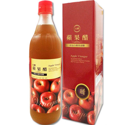 健康酸甜好滋味 台糖蘋果醋6瓶/箱(添加果寡醣;600ml/瓶)