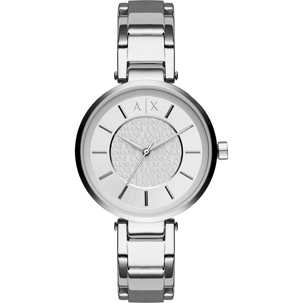 A│X Armani Exchange 品牌字母浮雕腕錶-銀/38mm