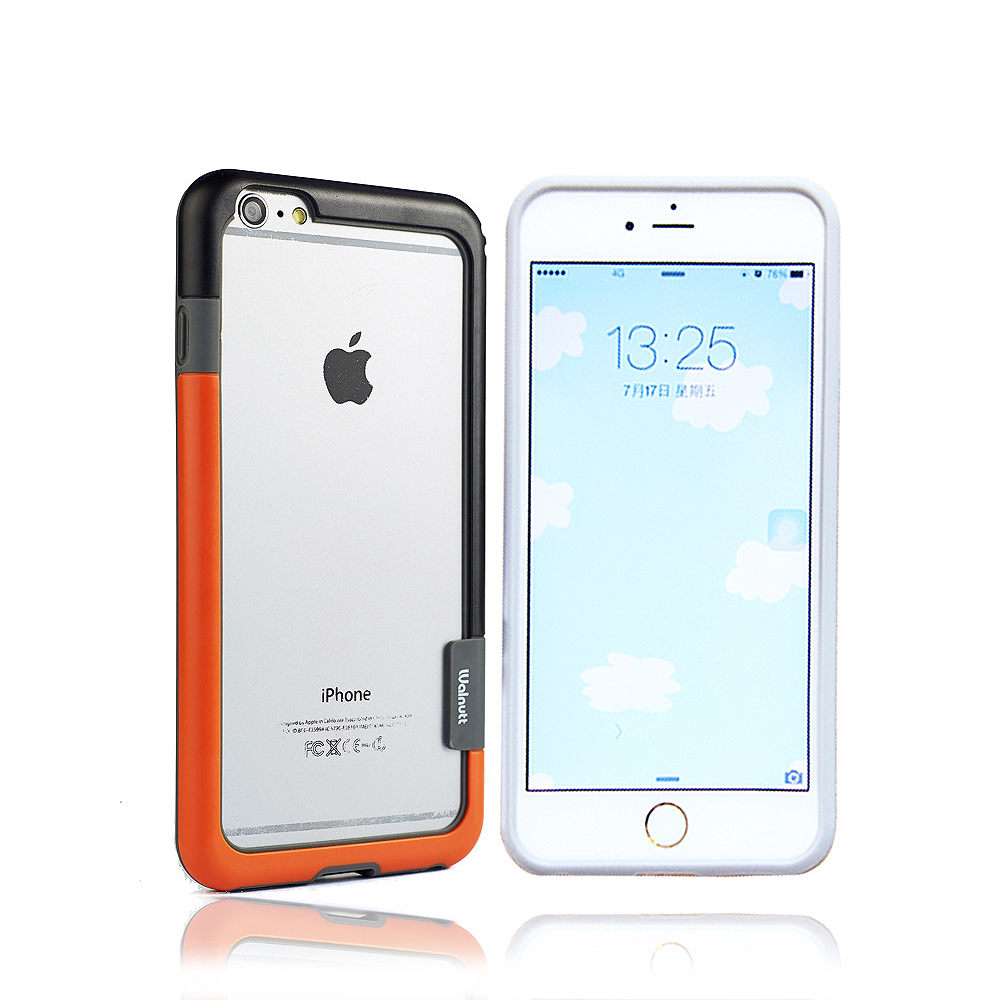 VXTRA日韓糖果風 iPhone 6s 4.7吋 撞色邊框手機殼(發條黑橘)