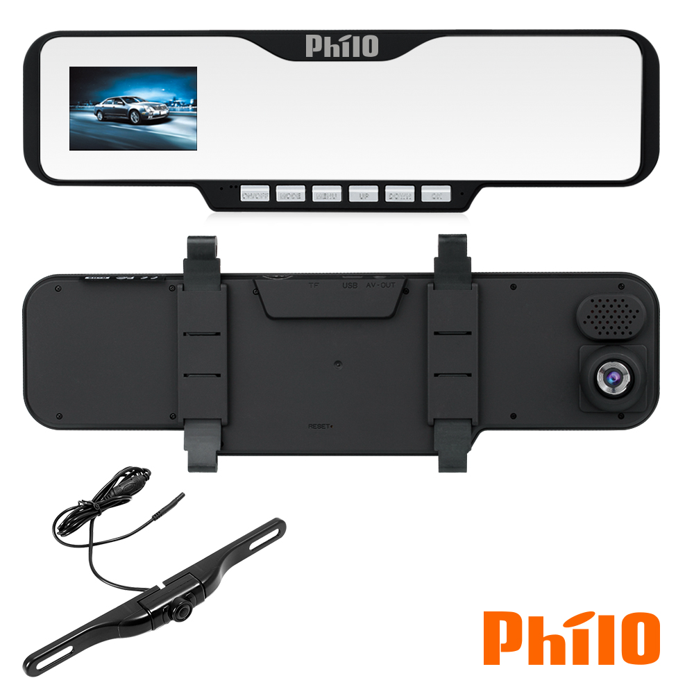 Philo HD 前後鏡頭M99倒車顯影防潑水後視鏡頭 行車記錄器 - 急速配