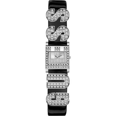 GUESS 耀眼晶鑽時尚腕錶-銀x黑/21mm