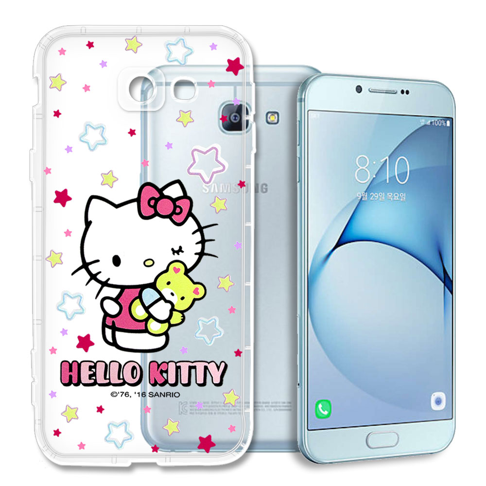 Hello Kitty 三星 Galaxy A8 (2016) 彩繪空壓手機殼(星星)