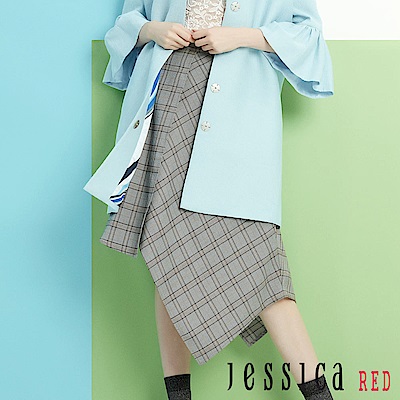 JESSICA RED-知性氣質不對稱剪裁長裙