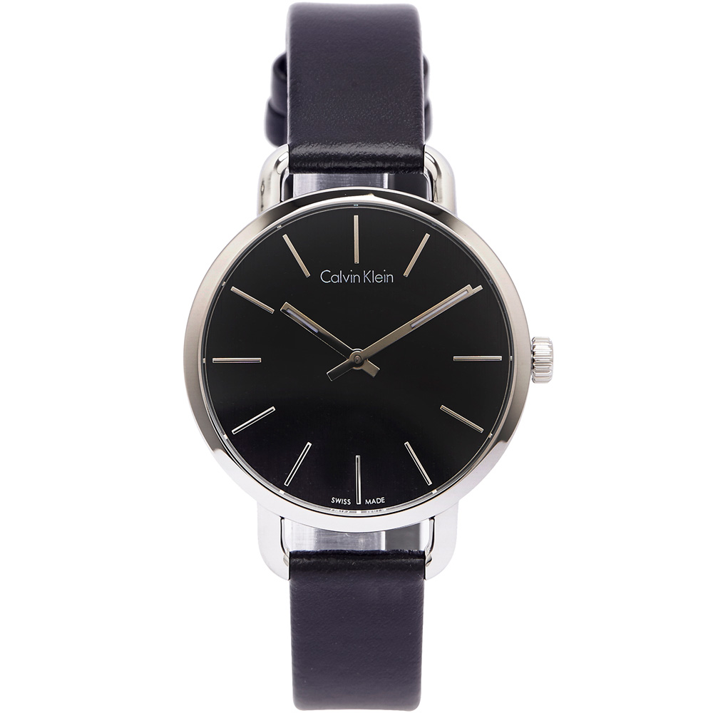 CK Calvin Klein 大自然木質感手錶(K7B231C1) -黑面X黑/36mm