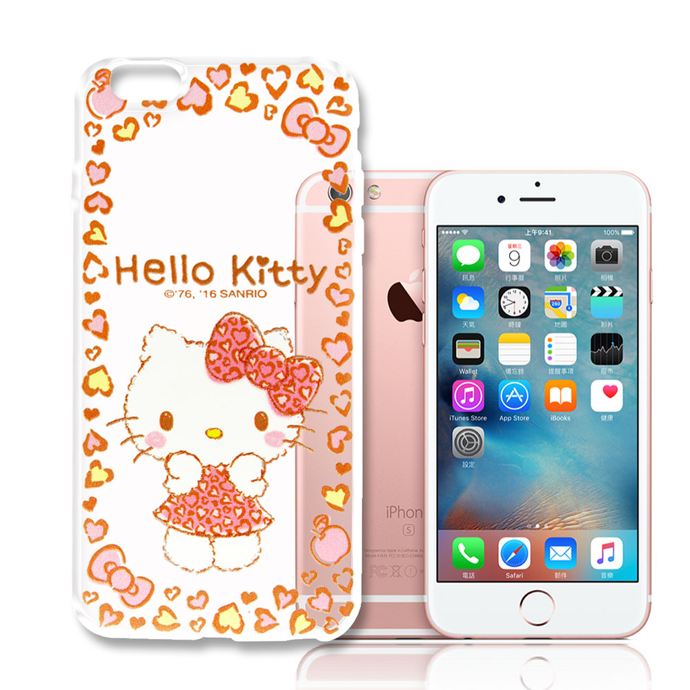 Hello Kitty iPhone 6/6s 4.7吋 浮雕彩繪透明軟殼(甜心豹紋)