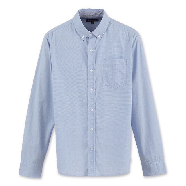 Hang Ten - 男裝 - 都會格紋長袖襯衫-深藍