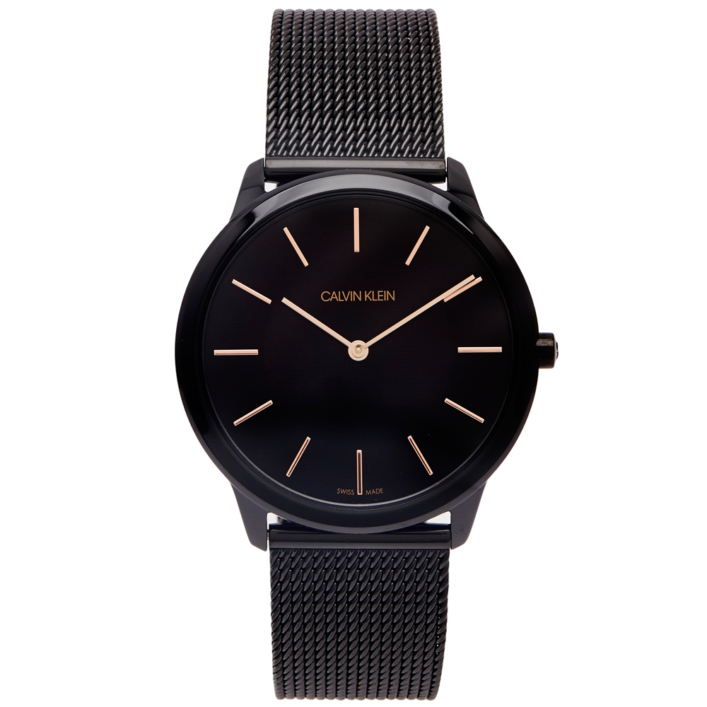 CK Calvin Klein 黑時尚風米蘭帶手錶(K3M21421)-黑面/39mm