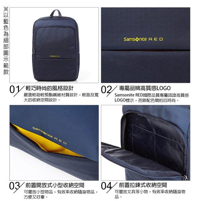 Samsonite RED Connors極簡都會中性筆電後背包(海軍藍)