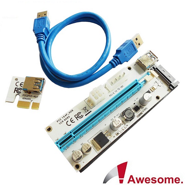 Awesome 採礦機專用PCIe x1轉PCIe x16 USB3.0介面轉接卡