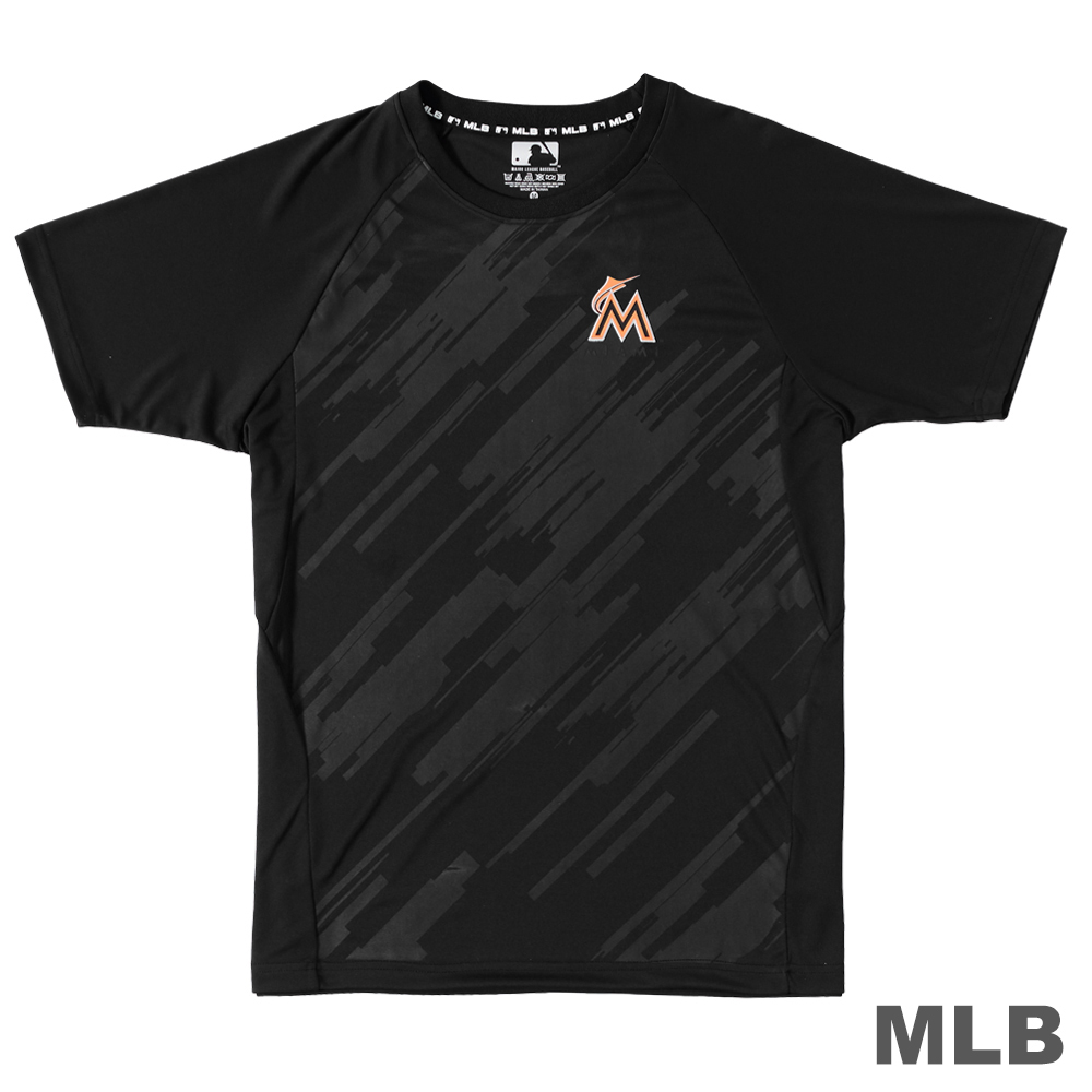 MLB-邁阿密馬林魚隊科技感印花快排T恤-黑 (男)