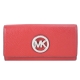 MICHAEL KORS FULTON 圓牌鏤空MK銀LOGO翻蓋長夾(紅) product thumbnail 1