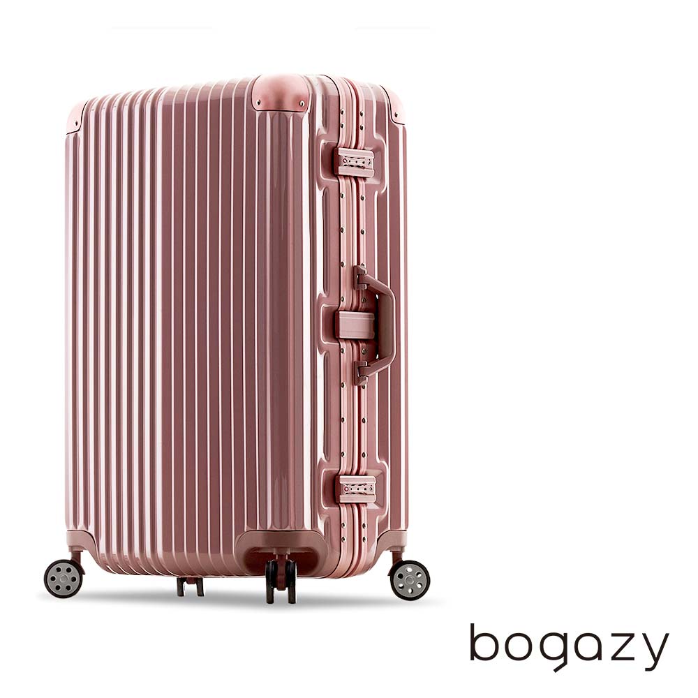 Bogazy 迷幻森林 26吋鋁框PC鏡面行李箱(玫瑰金)