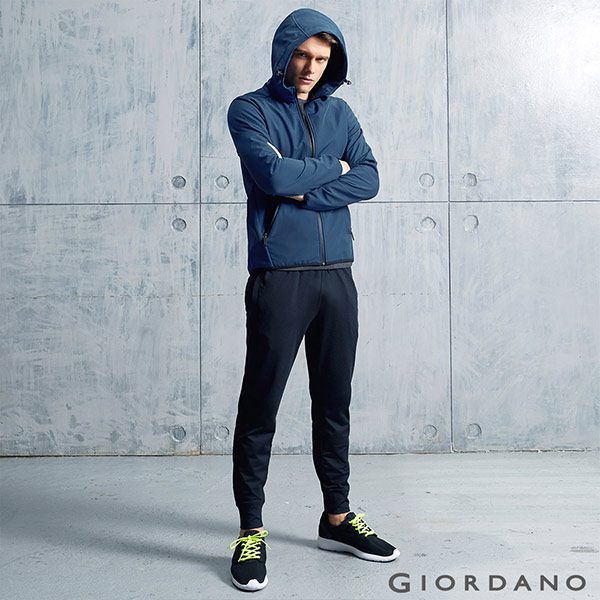 GIORDANO G-MOTION系列 防風保暖搖絨布連帽修身夾克 - 73 海軍藍