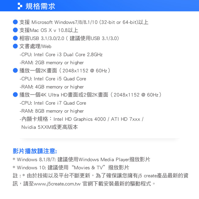 j5create USB 3.0-HDMI雙輸出外接顯卡JUA365