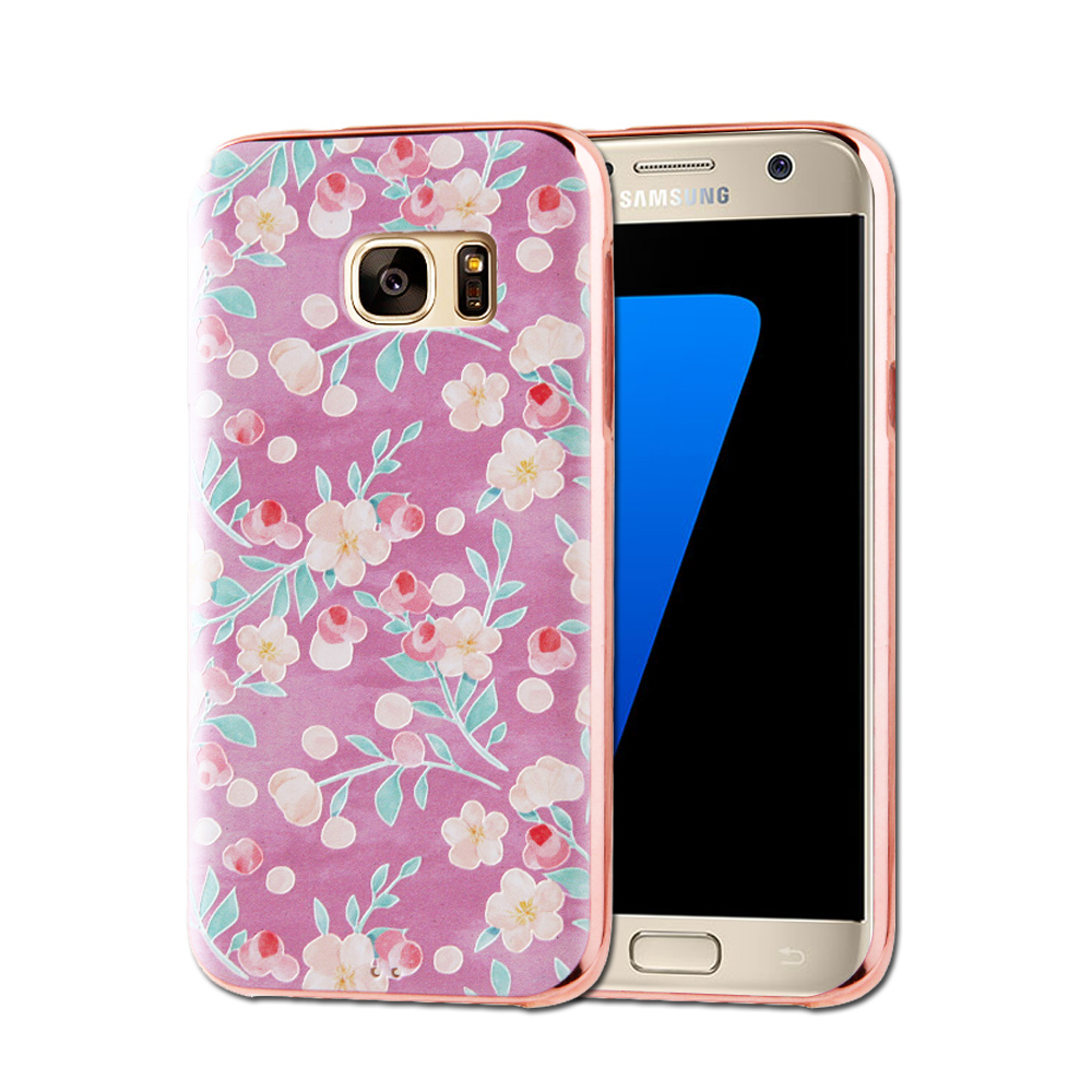 VXTRA Samsung Galaxy S7 edge 電鍍浮雕 彩繪手機殼(含苞待放)