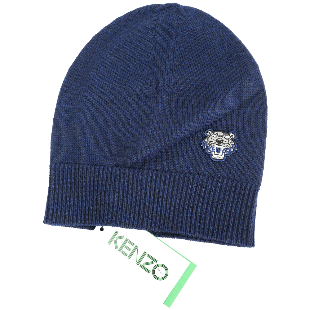 KENZO Tiger Beanie 深藍色虎頭圖騰羊毛針織帽(100%WOOL)