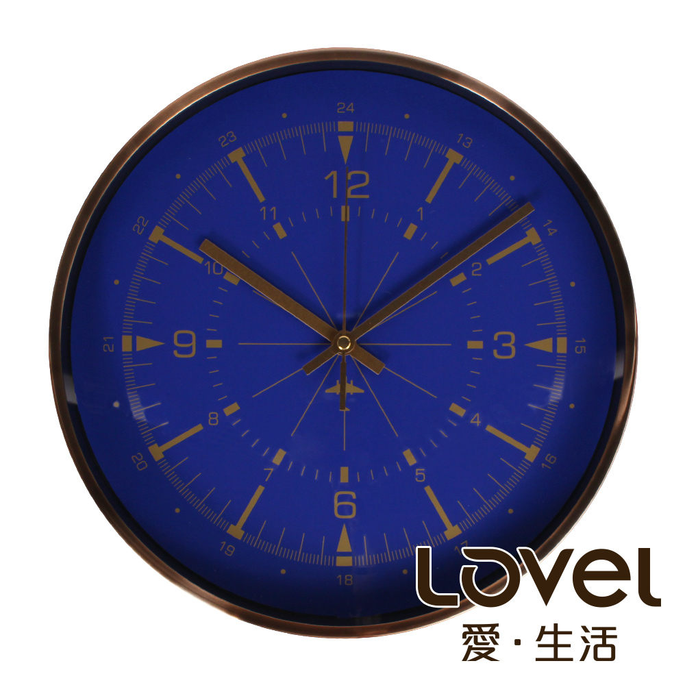 Lovel 30cm月光藍雙刻度靜音機芯壁掛時鐘(T721AP-BL)