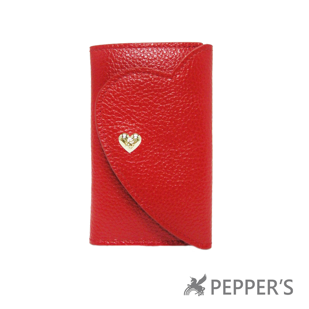 PEPPER`S-LOVE繽紛心型牛皮鑰匙包-紅
