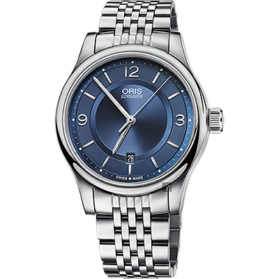 Oris豪利時 Classic Date 經典機械腕錶-藍/42mm